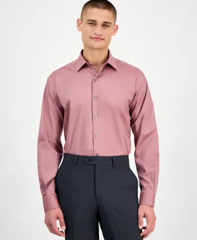 Alfani Men's Regular-fit Temperature Regulating Solid Dress Shirt, Created For Macy's In Pink