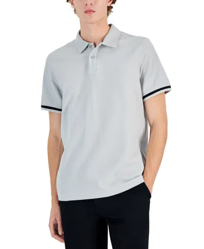 Alfani Mens Regular Fit Yarn Dyed Stripe Poplin Popover Shirt Blue Size Small