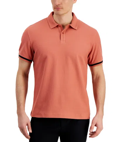 Alfani Men's Regular-fit Tipped Polo Shirt, Created For Macy's In Terracotta Glaze