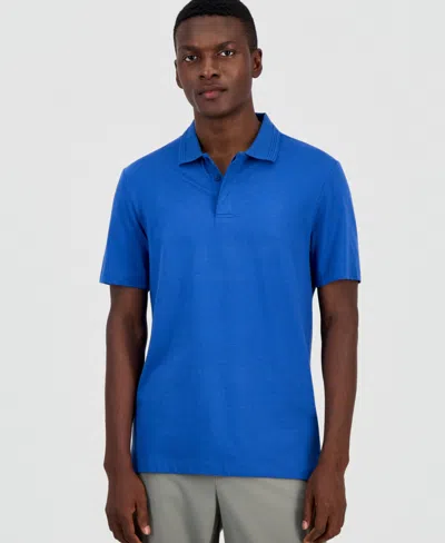 Alfani Men's Regular-fit Mercerized Polo Shirt, Created For Macy's In Blue
