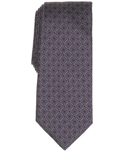 Alfani Men's Salton Geo-pattern Tie, Exclusively At Macy's In Purple