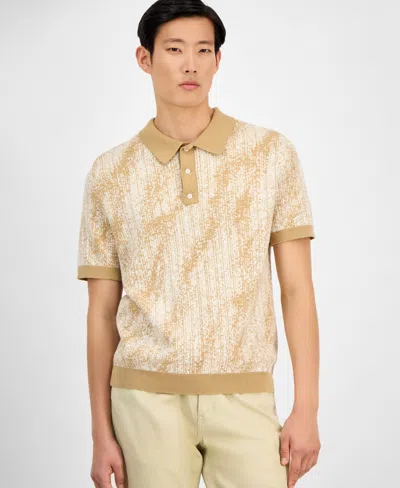 Alfani Men's Sand-pattern Sweater Polo Shirt, Exclusively At Macy's