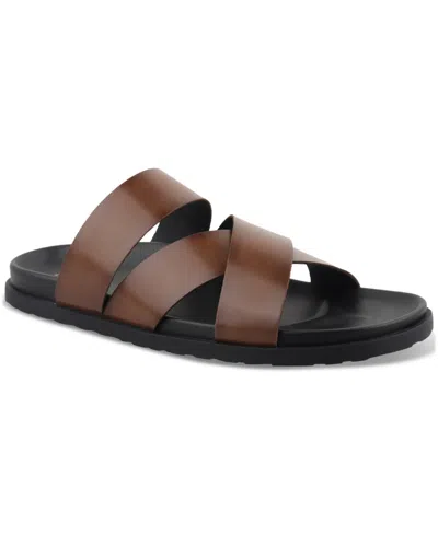 Alfani Men's Santiago Slip-on Strap Sandals, Created For Macy's In Cognac