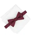 Alfani Men's Saxon Stripe Solid Bow Tie And Pocket Square 2-piece Set, Macy's Exclusive In White