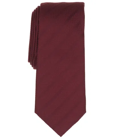 Alfani Men's Saxon Striped Slim Tie, Macy's Exclusive In Burgundy