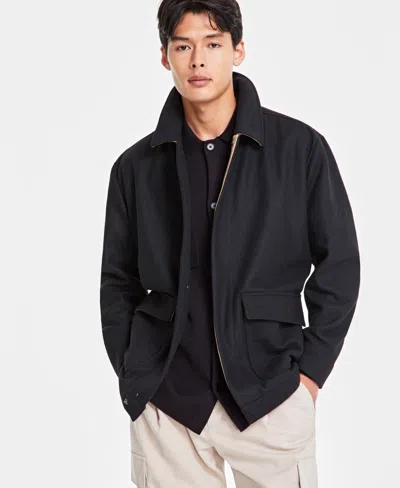 Alfani Men's Short Car Coat, Created For Macy's In Deep Black