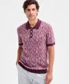 Alfani Men's Short Sleeve Birdseye Jacquard Polo Sweater, Macy's Exclusive In Purple