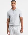 Alfani Men's Short-sleeve Diamond Zip Polo Sweater, Macy's Exclusive In Gray