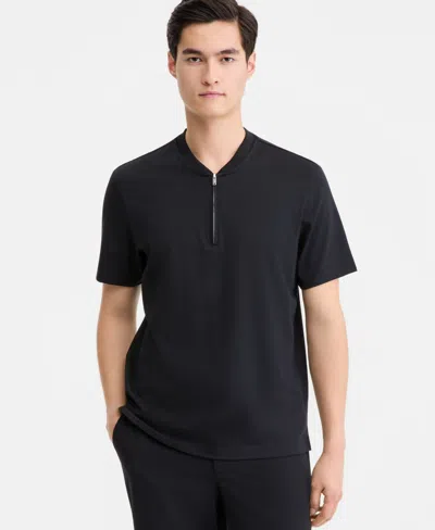 Alfani Men's Short-sleeve Mercerized Cotton Baseball Polo Shirt, Macy's Exclusive In Black