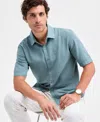 Alfani Men's Short-sleeve Solid Textured Shirt, Created For Macy's In Green