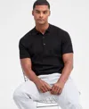 Alfani Men's Short Sleeve Textured Polo Sweater, Macy's Exclusive In Black