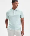 Alfani Men's Short Sleeve Textured Polo Sweater, Macy's Exclusive In Blue