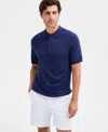 Alfani Men's Short Sleeve Textured Polo Sweater, Macy's Exclusive In Blue