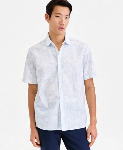 Alfani Men's Short-sleeve Cotton Leaf Shirt, Macy's Exclusive In White