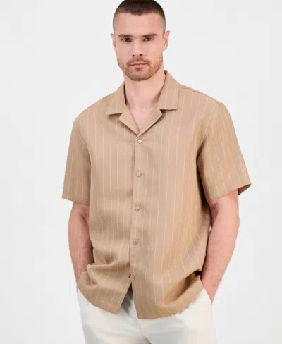 Alfani Men's Short-sleeve Linen-blend Shirt, Macy's Exclusive In Multi