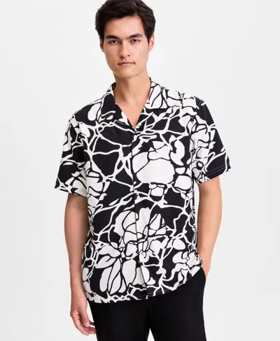 Alfani Men's Short-sleeve Paperweight Floral Shirt, Macy's Exclusive In Multi
