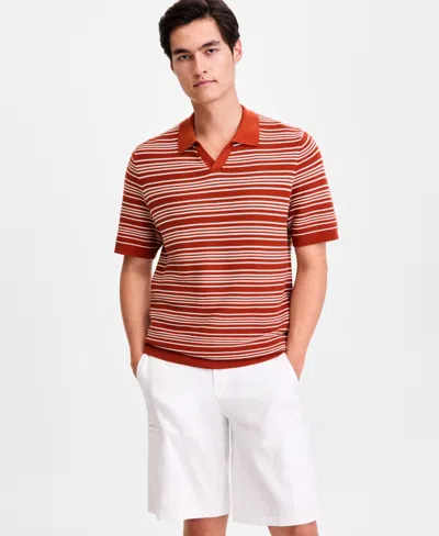 Alfani Men's Short-sleeve Stripe Button Johnny Sweater, Macy's Exclusive In Multi