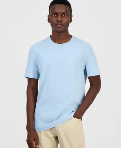 Alfani Men's Short-sleeve Textured Mercerized T-shirt, Macy's Exclusive In Blue