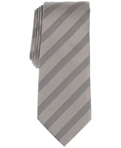 Alfani Men's Sidney Stripe Tie, Created For Macy's In Ecru