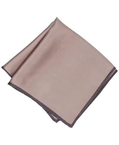 Alfani Men's Silk Solid Rolled Border Pocket Square, Macy's Exclusive In Brown