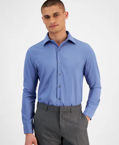 Alfani Men's Slim Fit 4-way Stretch Dress Shirt, Created For Macy's In Blue