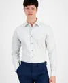 Alfani Mens Slim Fit Geometric Print Button-down Shirt In White Grey