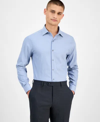 ALFANI MEN'S SLIM-FIT HERRINGBONE DRESS SHIRT, EXCLUSIVELY AT MACY'S
