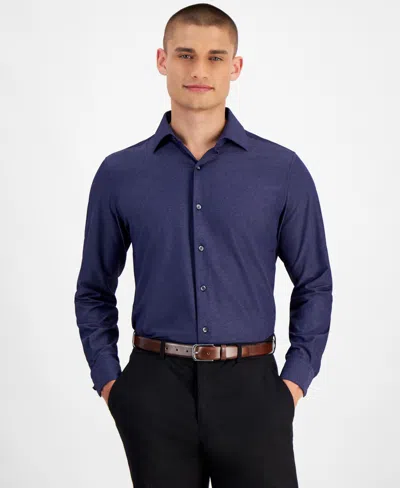 Alfani Men's Slim-fit Melange Solid Dress Shirt, Created For Macy's In Blue  Notte,black | ModeSens