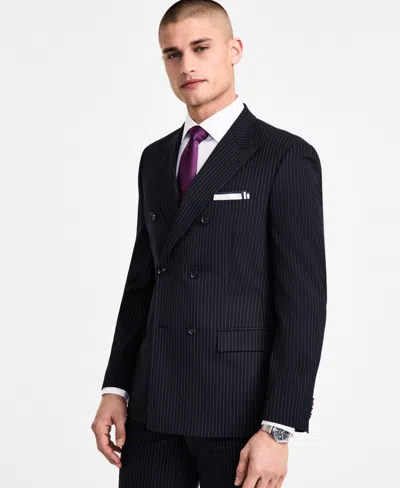 Alfani Men's Slim-fit Pinstripe Double-breasted Suit Jacket, Created For Macy's In Navy