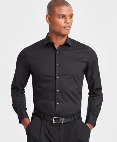 Alfani Men's Slim-fit Solid Dress Shirt, Created For Macy's In Deep Black