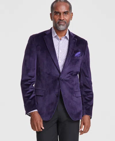 Alfani Men's Slim-fit Solid Velvet Sport Coats, Created For Macy's In Purple