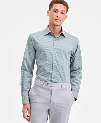 Alfani Men's Slim-fit Temperature Regulating Dress Shirt, Created For Macy's In Green