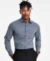 Alfani Men's Slim-fit Temperature Regulating Geo-print Dress Shirt, Created For Macy's In Navy Blue