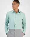 Alfani Men's Regular-fit Temperature Regulating Solid Dress Shirt, Created For Macy's In Green