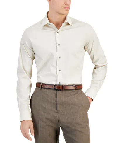 Alfani Men's Slim-fit Temperature Regulating Solid Dress Shirt, Created For Macy's In Perfectly Pale