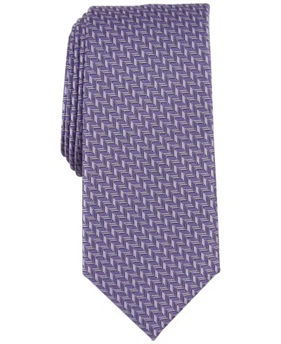Alfani Men's Slim Geometric Tie, Created For Macy's In Lilac