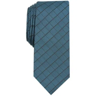Alfani Men's Slim Grid Tie In Teal In Blue