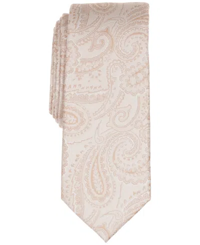 Alfani Men's Slim Paisley Tie, Created For Macy's In Neutral