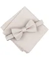 Alfani Men's Solid Bow Tie & Pocket Square Set, Exclusively At Macy's In Taupe
