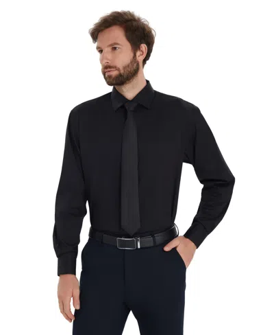 Alfani Men's Solid Regular-fit Dress Shirt, Macy's Exclusive In Black