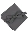 ALFANI MEN'S SOLID TEXTURE POCKET SQUARE AND BOWTIE, CREATED FOR MACY'S