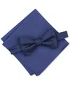 ALFANI MEN'S SOLID TEXTURE POCKET SQUARE AND BOWTIE, CREATED FOR MACY'S