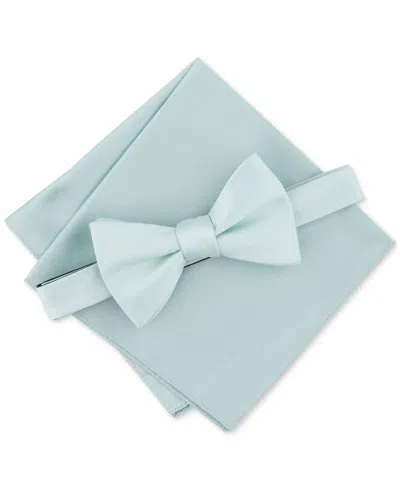 Alfani Men's Solid Texture Pocket Square Tie In Mint Green In Blue