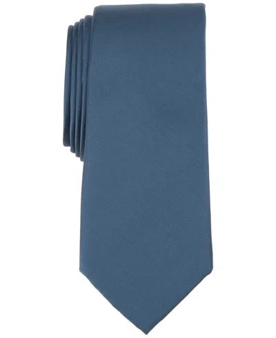 Alfani Men's Solid Texture Slim Tie, Created For Macy's In Slate Blue
