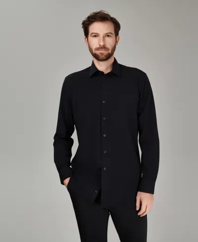 Alfani Men's Spread Collar Performance Solid Dress Shirt, Macy's Exclusive In Black