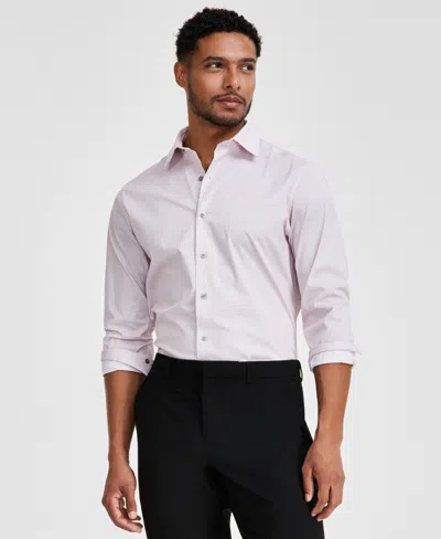 Alfani Men's Talo Slim-fit Geo-print Dress Shirt, Created For Macy's In White Pink
