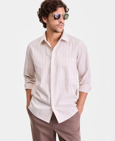 Alfani Men's Tanner Striped Long-sleeve Shirt, Macy's Exclusive In Pink