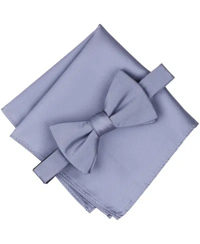 Alfani Men's Textured Bow Tie & Pocket Square Set, Created For Macy's In Blue