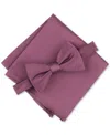 Alfani Men's Textured Bow Tie & Pocket Square Set, Created For Macy's In Faded Rose