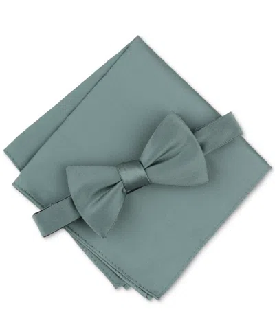 Alfani Men's Textured Bow Tie & Pocket Square Set, Created For Macy's In Lt Green